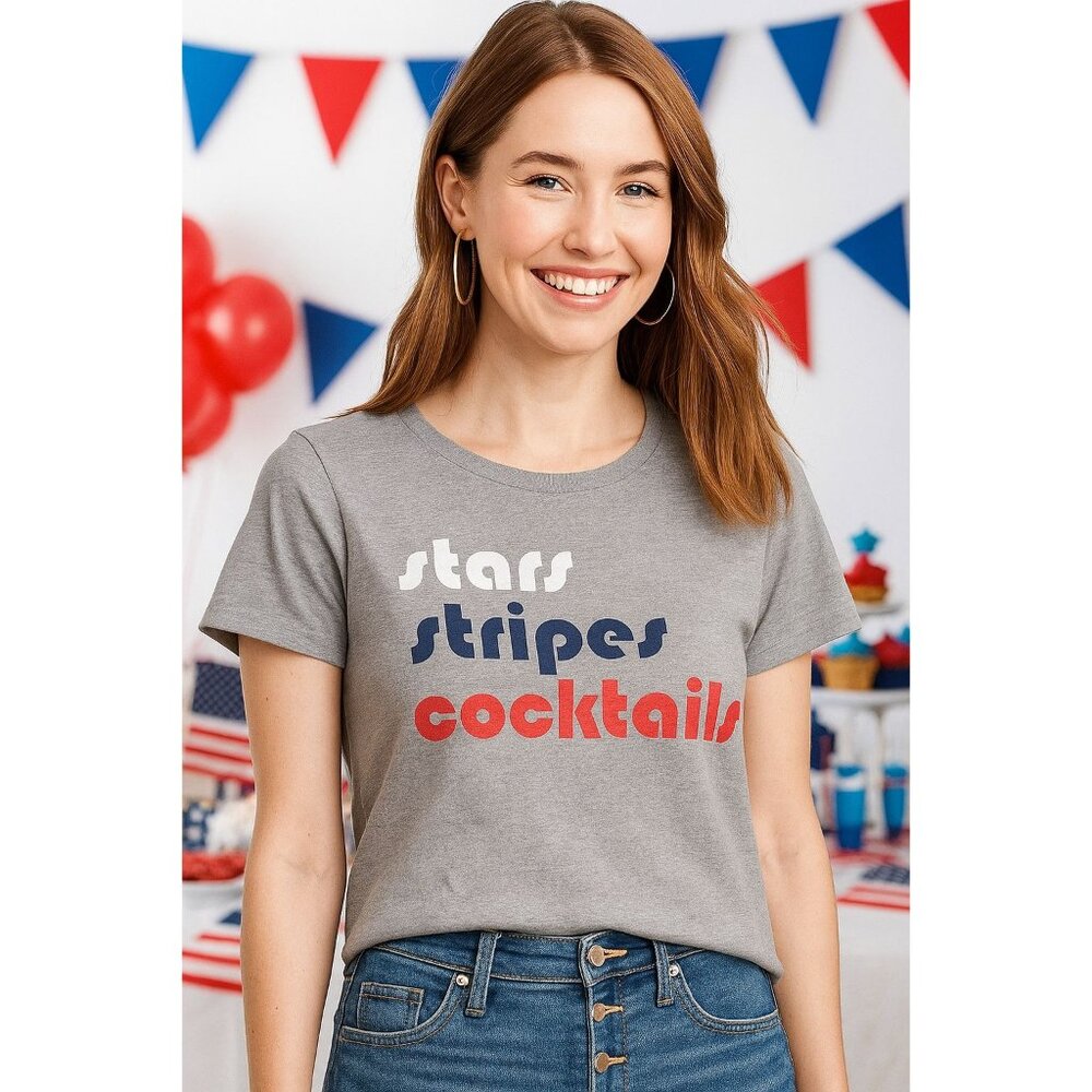 Grayson Threads XS Women Shirt Stars Stripes Cocktails American Americana Top